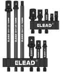 11-Piece Impact Socket Adapter Set With One Quarter, Three Eighth, And One Half Inch Drives, Universal Hex Shank