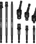 Impact Drill Socket Adapter Set With Universal Joints, 9-Piece Driver Socket Adapters For 1/4, 3/8, And 1/2 Inch, heavy-duty set
