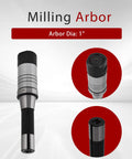 1 Inch Milling Machine Arbor With 2 Inch Shoulder To Nut R8 Shank for Bridgeport Style milling machines, close-up view