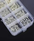 270 Piece Nylon Screw Set In Resealable Box, Assorted White Nylon Fasteners For DIY Projects, Easy To Tighten And Loosen Threads, Ultra Tough, Reliable Quality, Long Lasting Use, Handy Storage Box Included, clear box with M2-M5 screws, nuts and washers