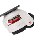 Heavy Duty Retractable Leveling Casters With Durable Nylon Wheels And Beefy Aluminum Hubs Handle Up To 551 Lbs side view showing mounting plate and wheel.