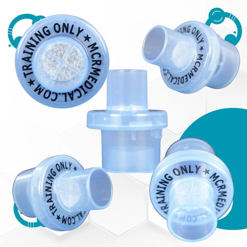 CPR training valves, blue translucent plastic, 100-pack, MCR Medical
