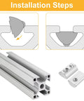 Illustration of installation steps for M6 Roll In T Nut For Aluminum Extrusion 4545 Series with 10mm groove depth and spring ball lock nut.