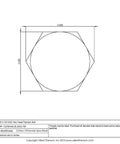 Top view technical drawing of Premium Grade 2 Titanium Hex Head Bolts 1/4-20 X 3/4 UNC Threads.