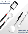 Four Pack Telescoping Inspection Mirror Set With LED Lights 360 Degree Rotation Extendable Mirrors for Car Service and Home Use