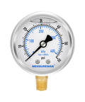Measureman pool filter pressure gauge, 2-inch dial, 0-60 psi, bottom-mount 1/4 NPT, stainless steel, oil-filled