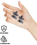 Hand holding durable Swing Arm Hook Latches For Suitcases, Dollhouses, Jewelry Boxes And Bird Houses, vintage style hardware