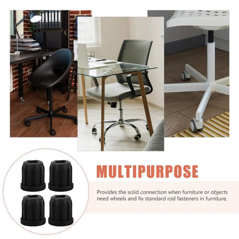 Multipurpose Small Wheel Caster Socket Inserts 0.98 Inch Plastic Stem Sleeves For Computer Chair Swivel Replacement