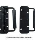 Two Piece Black Spring Loaded Case Handles With Rubber Grip, 304 Stainless Steel Surface Mount Chest Handles, 122mm Length