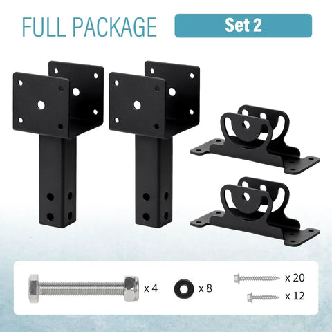 Two Pack 304 Stainless Steel 4x4 Beefed Up Heavy Duty Roof Riser Brackets Kit With Adjustable Roof Riser Beam Mounts For Pergola Gazebo Black Finish Durable Weatherproof