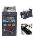 Compact 400W Variable Frequency Drive Inverter With Plug And Play For 110V Single Phase To 3 Phase 0 To 220V Output 176 To 264V Input With LED Digital Display Wide Range Motor Controller For Fans Pumps Machinery CNC Tools Automated Equipment, front view with control panel and accessory parts.