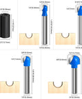 Box Router Bit Set 8 Pc Solid Carbide 1/4 Inch Shank Woodworking Bits With 1/4 to 1 inch round nose double flute