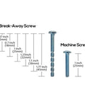 Diagram of break-away and machine screws for Six Pack White Marble Zinc Alloy Cabinet Pulls Solid Construction With 96 Mm Hole Centers 113 Mm Overall Length 29 Mm Projection 10 Mm Width Kitchen Cabinet Handles For Cabinets Drawers Closets Furniture AL3212WMB
