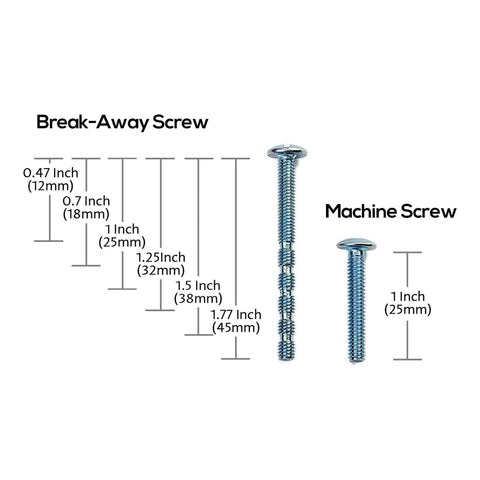 Diagram of break-away and machine screws for Six Pack White Marble Zinc Alloy Cabinet Pulls Solid Construction With 96 Mm Hole Centers 113 Mm Overall Length 29 Mm Projection 10 Mm Width Kitchen Cabinet Handles For Cabinets Drawers Closets Furniture AL3212WMB