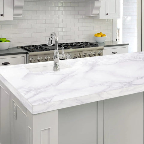 Kitchen countertop with Marble Contact Paper Peel And Stick For Countertops Kitchen Cabinets And Bathroom Waterproof Granite Gray White Marble Vinyl PVC Removable Easy Install DIY Friendly.