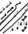 4x4 Front Suspension Kit 13pc For 2000 To 2002 Dodge Ram 2500 4WD Includes Front Upper And Lower Ball Joints Inner And Outer Tie Rods Sway Bar End Links Adjusting Sleeves, black steel parts