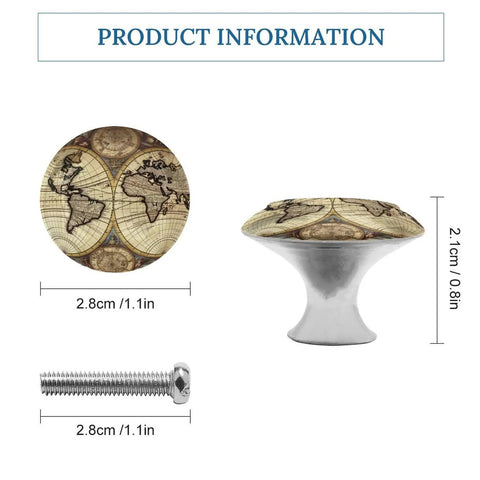 Slick Antique Stainless Steel Cabinet Knobs And Round Drawer Handles Two Pack, antique globe design, 2.8cm diameter, 2.1cm height.