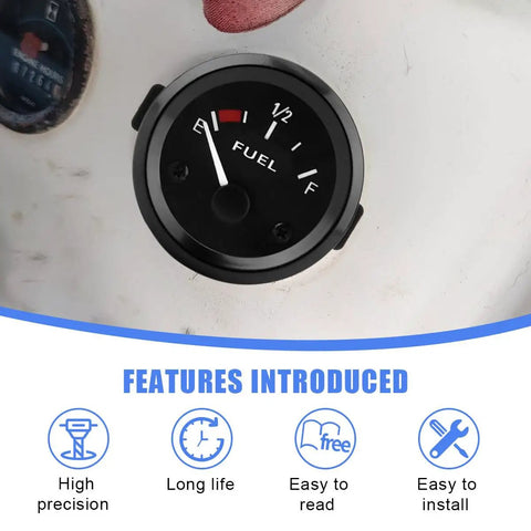 52mm Fuel Sending Unit 12V 240-33 Ohm Level Sensor With LED Backlit Gas Gauge Pointer Universal Auto Fuel Tank Meter installed in dashboard