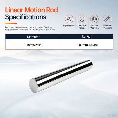 Two Piece 10mm X 200mm Linear Motion Rods Perfect For Smooth Shaft Guidance And Reliable Linear Rail Systems Made From Durable C45 Steel with specifications
