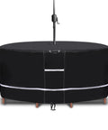 Heavy Duty 75 Inch Round Patio Table Cover With Umbrella Hole Waterproof 600D Oxford Fabric All Weather Outdoor Cover installed