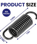 10 Pack 2.5 Inch Stainless Steel Extension Springs For Furniture Replacement Tension Springs For Recliners And Sofas Heavy Duty 12 Turn Coiled Steel Design For Durable Support And Smooth Operation Rust Resistant with dimensions
