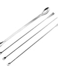 Stainless Steel Micro Lab Sampling Scoop Set Of 4 Long Handle Spatulas And Reagent Spoons For Chemistry And Science Lab Use Deep Bottle Sampling Durable Hygienic Easy To Clean Versatile Lab Tools, 220 mm