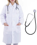 Scientist Doctor Costume For Halloween White Long Sleeve Lab Coat Unisex Adults Outfit With Stethoscope Accessory