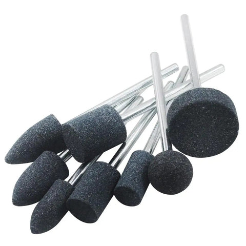 Extra Long 1/4 Inch Shank Aluminum Oxide Grinding Stones Set of 8 for Rotary Tools and Drills, ideal for hard-to-reach spots