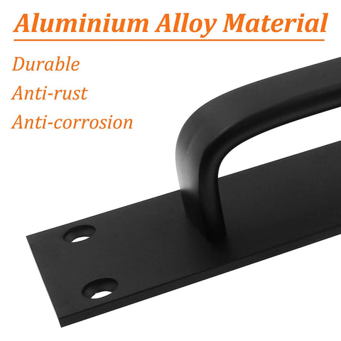 Close-up of Two Pack Sliding Barn Door Handle Set In Black 7.9 Inch Aluminum Alloy Door Pull with 8 Mounting Screws