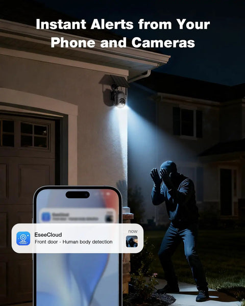 Wireless Outdoor Security Camera System 4 Camera Kit With Local Storage No Subscription detecting intruder at night