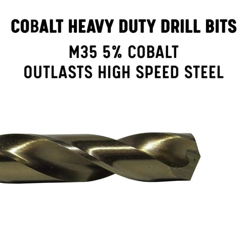 Cobalt Aircraft Extension Drill Bit Set Size 40 with 5% cobalt, gold finish, showing tip detail for cutting stainless steel and titanium.