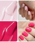HEMA Free Gel Polish Kit Two Pack 18 Ml Light Pink And Hot Pink nail finish and manicure results