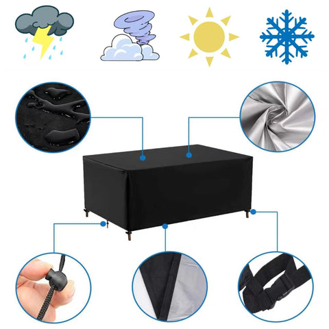 Waterproof Patio Furniture Cover 30 L x 18 W x 18 H Inches Universal 600D Weatherproof Table And Sofa Cover illustration