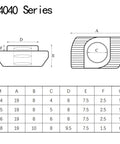 Technical diagram of 50 Pack 4040 Series M6 T Slot Nuts Hammer Head Fasteners For Aluminum Profiles Nickel Plated Carbon Steel Nut