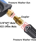 Brass pressure washer coupler set, 2-pack, M22-14mm male to 3/8in NPT male threads