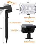 Color Changing Outdoor Solar Spot Lights 7 Modes 4 Pack IP65 Waterproof with adjustable LED head and solar panel.