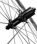 Close-up of hub on Tubeless Carbon Road Wheelset 45 50 65mm Deep 700c Clincher 25mm Width Toray T700 UD Matte Finish V Brake Road Use