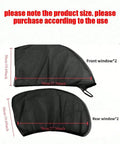 Tight Fit Window Shade Mesh For Tesla Cybertruck Wraps Door Frames To Block Sun Heat And Save Dash From Scratches Great For Weekend Run And Road Trips, front and rear panels shown, 70x50cm size.