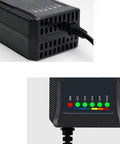 Ride Ready 60V Lead Acid Battery Charger For Electric Bikes And Scooters, showing T port plug with LED indicator lights