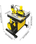 Heavy Duty Electric Hydraulic Busbar Processor Cutter 900W Motor And 700 Bar Pressure with measurements displayed.