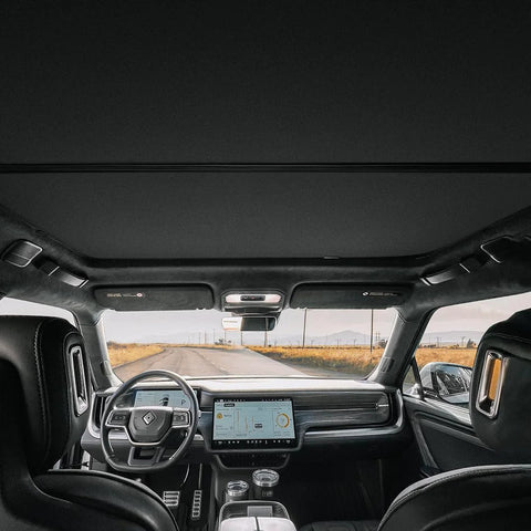 VION R1S roof sunshade for Rivian R1S, two-piece, full blackout, precision fit