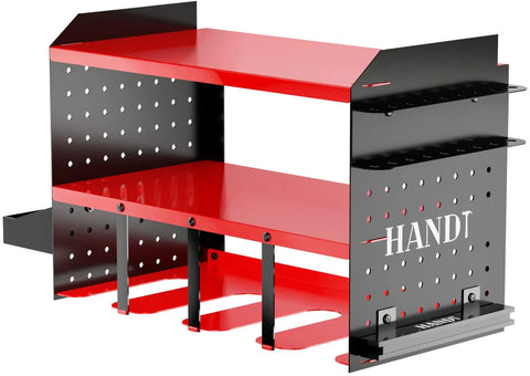 Red Garage Tool Organizer Wall Mount Drill Holder Pegboard Screwdriver Holder System With Magnet Bar and Organization Bin