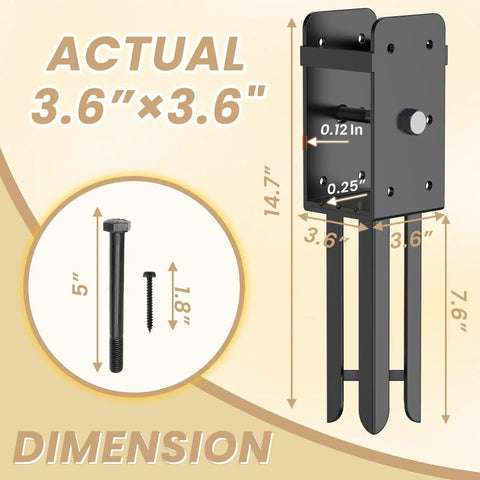 4 Pack Heavy Duty U-Shape Fence Post Holder Brackets For Wet Concrete Installations, 4x4 Posts, Actual 3.6x3.6, Post Base Anchor For Fence, Deck Railing, And Pergola Construction