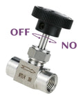 1/4 NPT Needle Valve with Precision Handwheel, 304 Stainless Steel for Water, Gas, Oil, and Steam - View of Control Handle and Threads