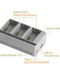 Two-Way Battery Charging Hub For LITO X1 And LITO 1 Drones, Fast 3 Battery Charger Case Station With Charge Cable, Charges Three Batteries In 68 Minutes, Two Modes For Storage Or Full Power diagram