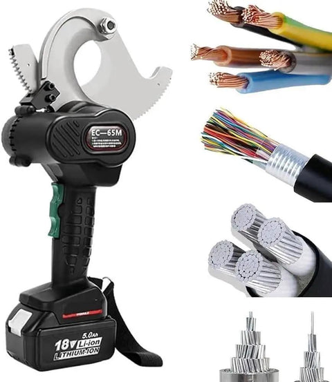 Heavy Duty Cordless Electric Hydraulic Cable Cutter And Crimping Tool For Copper Aluminum Wires Up To 50 Mm Capacity with wire samples.
