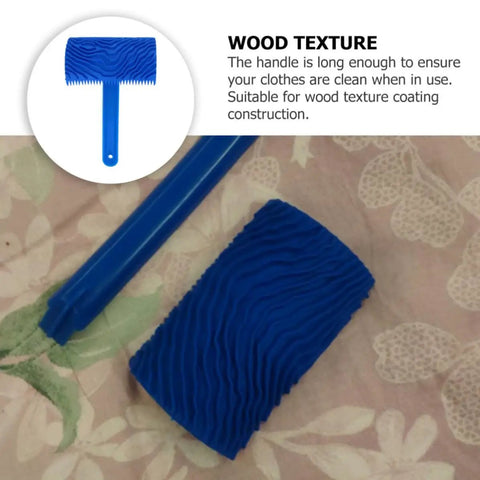 Killer Rubber Wood Graining Paint Roller For Real Deal Faux Finish Wall Texture Job With Extra Long Handle, blue rubber.