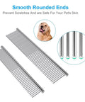 2 Pack Dematting Comb For Dogs And Cats With Stainless Steel Teeth Removes Tangles And Mats, pro grooming tool showing comb teeth
