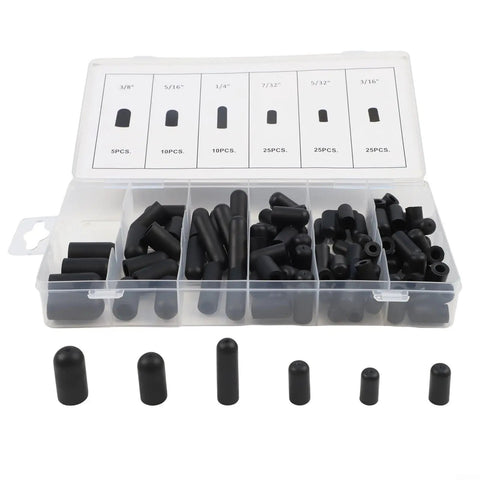 Ultimate Automotive Vacuum Cap Kit 100 Pack Black Rubber Hose End For Manifold Lines And Carb Line Cover 20.5x10mm Seals Prevent Leaks Heat Resistant, assorted sizes