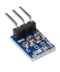 Close-up of Ten Pack AMS1117 3.3V Voltage Regulator Module Buck Converter showing pins and circuit for microcontroller projects.